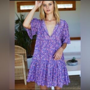 Emerson Fry India Collection Isla Floral Violet Mini Dress